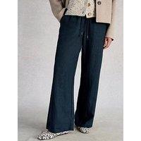 White Stuff Ally Linen Wide Leg Trouser - Navy