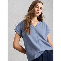 White Stuff Nelly Notch Texture T-Shirt - Blue