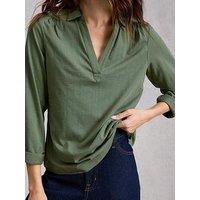 White Stuff Allie Jersey Texture Shirt - Green