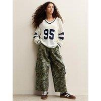New Look 915 Girls Camo Cargo Parachute Trousers - Dark Green