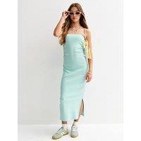 New Look 915 Girls Turquoise Ribbed Jersey Bandeau Maxi Dress - Light Blue