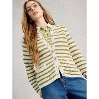 White Stuff Belle Stripe Cardigan - White