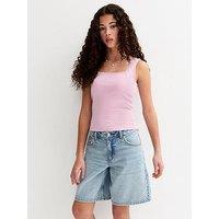 New Look 915 Girls Lace Trim Square Neck Vest Top - Light Pink