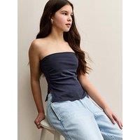 New Look 915 Girls Ruched Side Bandeau Top - Navy
