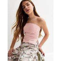 New Look 915 Girls Asymmetric Ruched Side Bandeau Top - Light Pink
