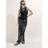 River Island Palm Stitch Emb Sarong - Black