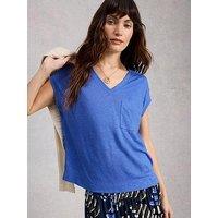 White Stuff Iris Linen T-Shirt - Blue