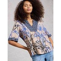 White Stuff Ash Linen Blend Top - Beige