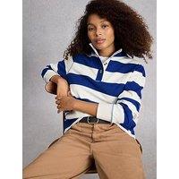 White Stuff Bobby Button Stripe Sweatshirt - Blue