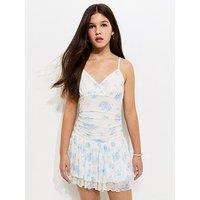 New Look 915 Girls Butterfly Print Rara Skirt Dress - White