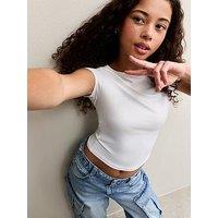 New Look 915 Girls Slash Neck Slinky T-Shirt - White