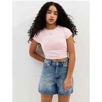 New Look 915 Girls Ruched Side Cap Sleeve T-Shirt - Pink