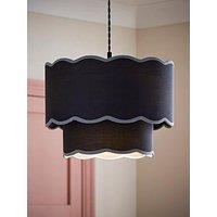 Valuelights Sloane Two Tier Navy Colour Clash Scalloped Ceiling Light Shade