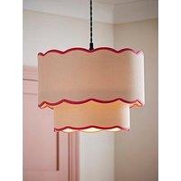 Valuelights Sloane Two Tier Pink Colour Clash Scalloped Ceiling Light Shade