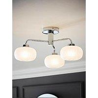 Valuelights Amaia Polished Chrome Ip44 Rated 3 Way Frosted Ribbed Glass Ceiling Light