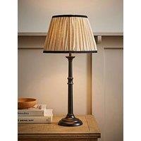 Valuelights Clara Black Candlestick Table Lamp With Linen Pleated Shade
