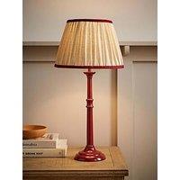 Valuelights Clara Burgundy Candlestick Table Lamp With Linen Pleated Shade