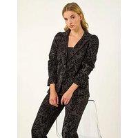 Roman Dusk Flocked Premium Stretch Blazer - Black