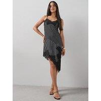 The Very Collection Lace Trim Asymmetric Hem Slip Dress - Print