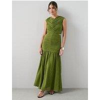 The Very Collection Cut Out Detail Printed Maxi Dress - Green