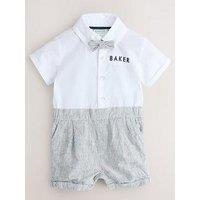 Ted Baker Baby Boys Striped Bow Tie Mocksuit - White