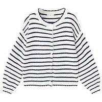 Mango Younger Girls Striped Cardigan - Navy Stripe