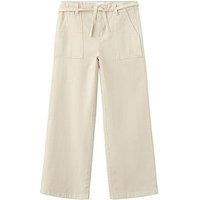 Mango Girls Wide Leg Belted Jeans - Beige