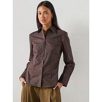 Mango Slim Fit Poplin Shirt - Brown