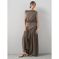 The Very Collection Drape Waisted Maxi Dress - Brown