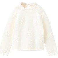 Mango Younger Girls Knitted Flower Crew Neck Jumper - Cream