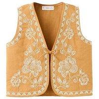 Mango Younger Girls Flower Waistcoat - Yellow