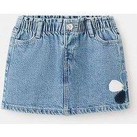 Mango Younger Girls Flower Patch Denim Skirt - Blue
