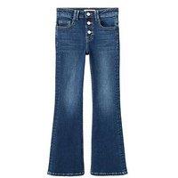 Mango Girls Button Up Flare Jeans - Dark Blue