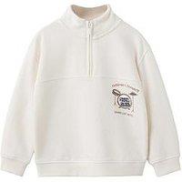 Mango Younger Boys Pasta Back Print Funnel Neck Sweatshirt - Light Cream