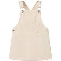Mango Younger Girls Flower Patch Denim Dungaree Dress - Cream