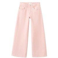 Mango Girls Star Studded Wide Leg Jeans - Pink