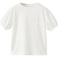 Mango Girls Create Puff Sleeve Short Sleeve T-Shirt - Light Cream