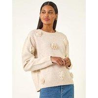 Roman Delicate Rose Knit Jumper - Natural