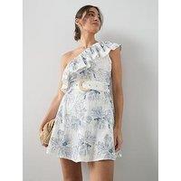 The Very Collection Broderie One Shoulder Belted Mini Dress