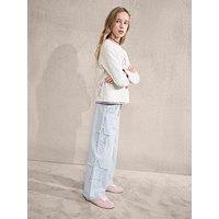 Mango Girls Star Patch Wide Leg Jeans - Light Blue