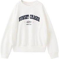Mango Girls Sunset Chaser Graphic Back Print Sweatshirt - Light Cream