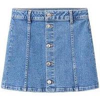 Mango Girls Button Up Denim Skirt - Blue
