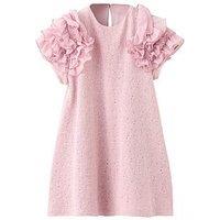 Mango Younger Girls Frill Sleeve Occasion Dress - Pink