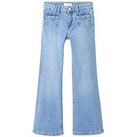 Mango Girls Mini Pocket Flare Jeans - Blue