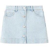 Mango Girls Button Up Denim Skirt - Light Blue