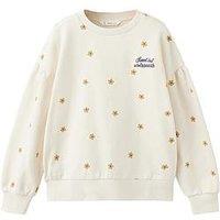 Mango Girls Sweet Daisy Sweatshirt - Light Cream