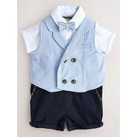 Ted Baker Baby Boys Shirt Waistcoat And Shorts Mock Set - Blue