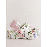 Ted Baker Baby Girls Floral Bow Clog Shoes - White Multi