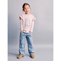 Mango Younger Girls Hello Kitty Long Sleeve Frill T-Shirt - Pink