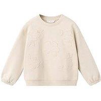 Mango Younger Girls Flower Badge Co Ord Sweatshirt - Beige